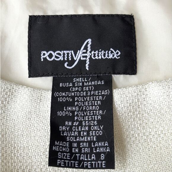 Positive Attitude petite 8 ivory lined shell tank top side zip y2k - Picture 3 of 6